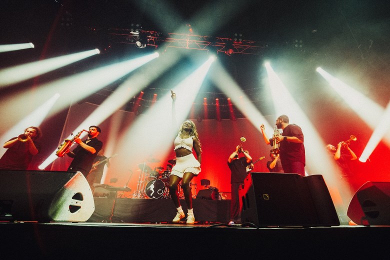 A band performing on stage