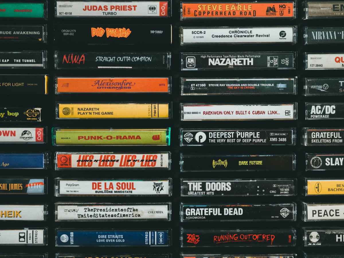 retro cassette records in stacks